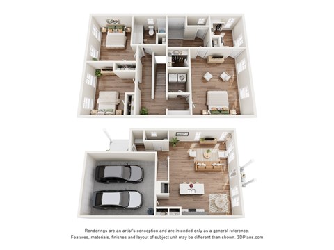 Floor plan for 3 beds, 2.5 baths, 1815 sqft